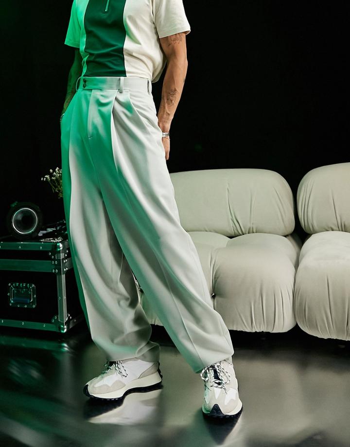 Asos Design Balloon Smart Pants In Dusky Green