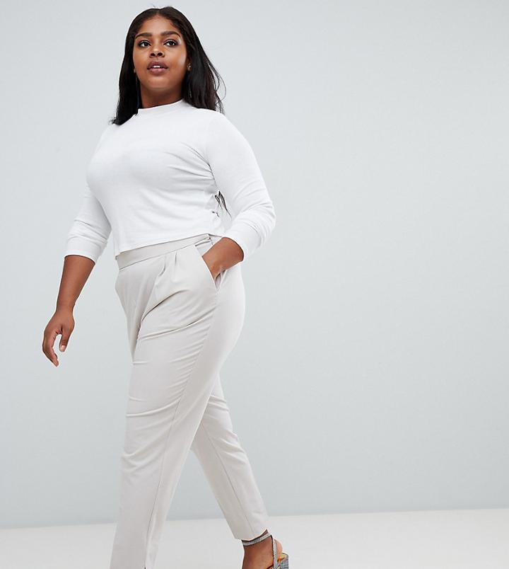 Asos Design Curve High Waist Tapered Pants-gray