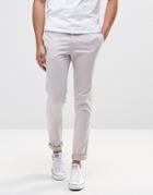 Asos Super Skinny Pants In Cotton Sateen In Light Gray - Silver Cloud