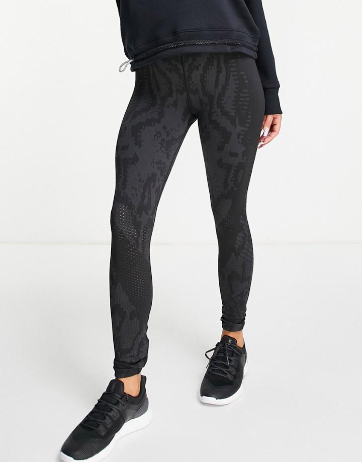 Under Armour Rush Seamless Ankle Leggings In Black And Gray