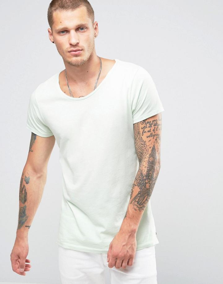 Scotch And Soda Long Fit Oil Washed T-shirt - Green