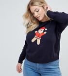 Brave Soul Plus Gingerbread Man Holidays Sweater - Navy