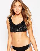 Maaji Black Stallion Ruffle Cut Out Bikini Top - Black
