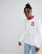 Fila Black Line Striped Long Sleeve T-shirt With Logo In White - White