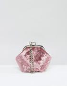 Missguided Velvet Clutch Bag With Chain Handle - Pink