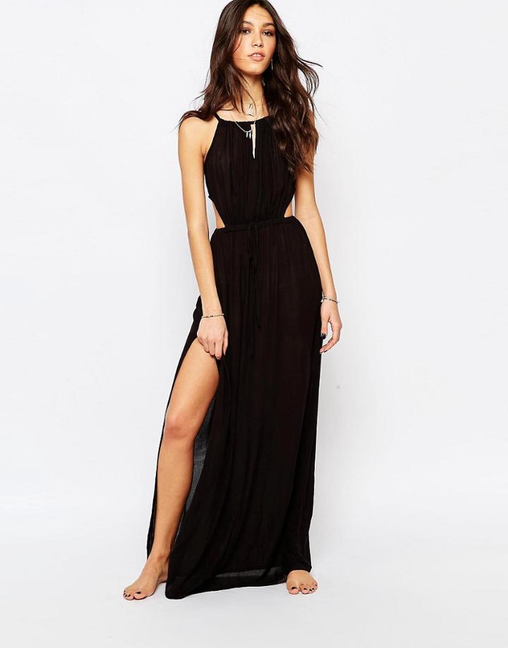 Akasa Keyhole Cut Out Beach Maxi Dress - Black