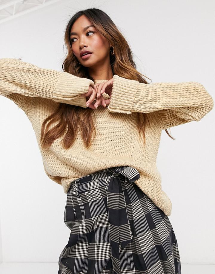 Unique21 High Neck Sweater In Oatmeal-neutral