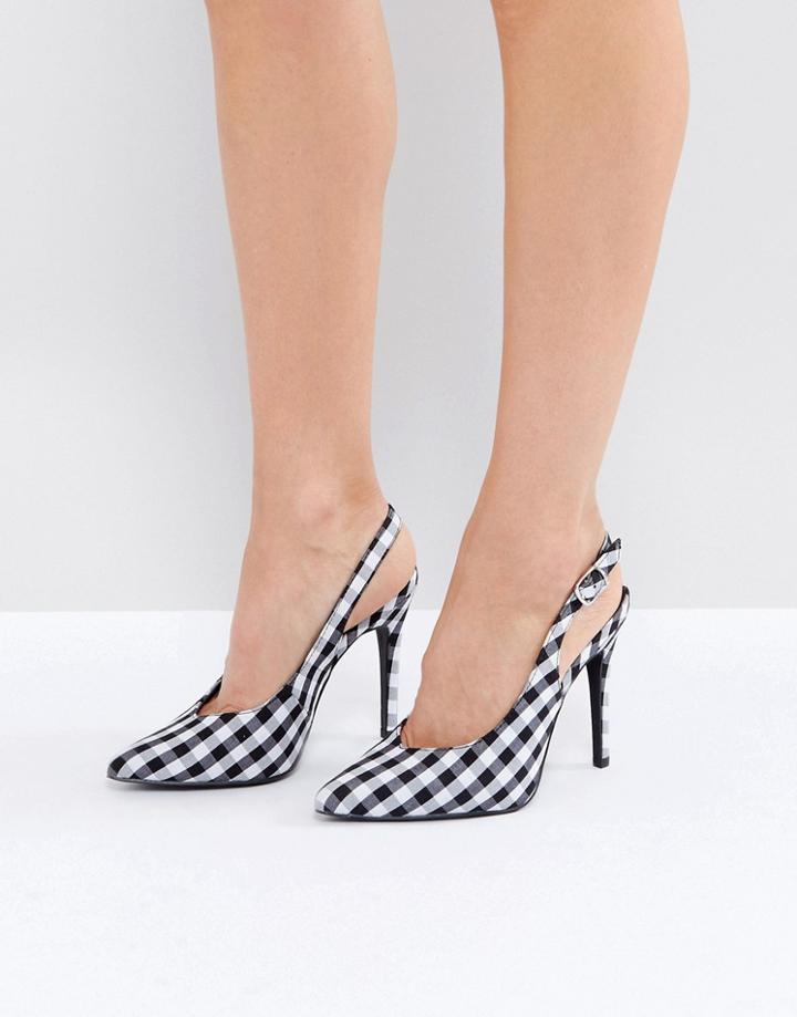 New Look Gingham Slingback Heel - Black