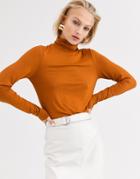 Only Roll Neck Long Sleeve Top-brown