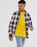 Brave Soul Buffalo Plaid Flannel Shirt In Plum - Purple