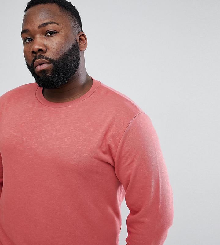 Asos Design Plus Sweatshirt In Red Interest Fabric - Red