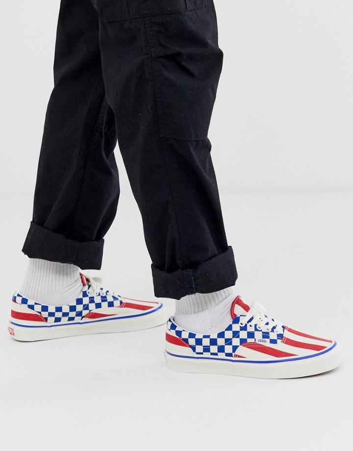 Vans Anaheim Stripe Era Sneakers In Red/blue