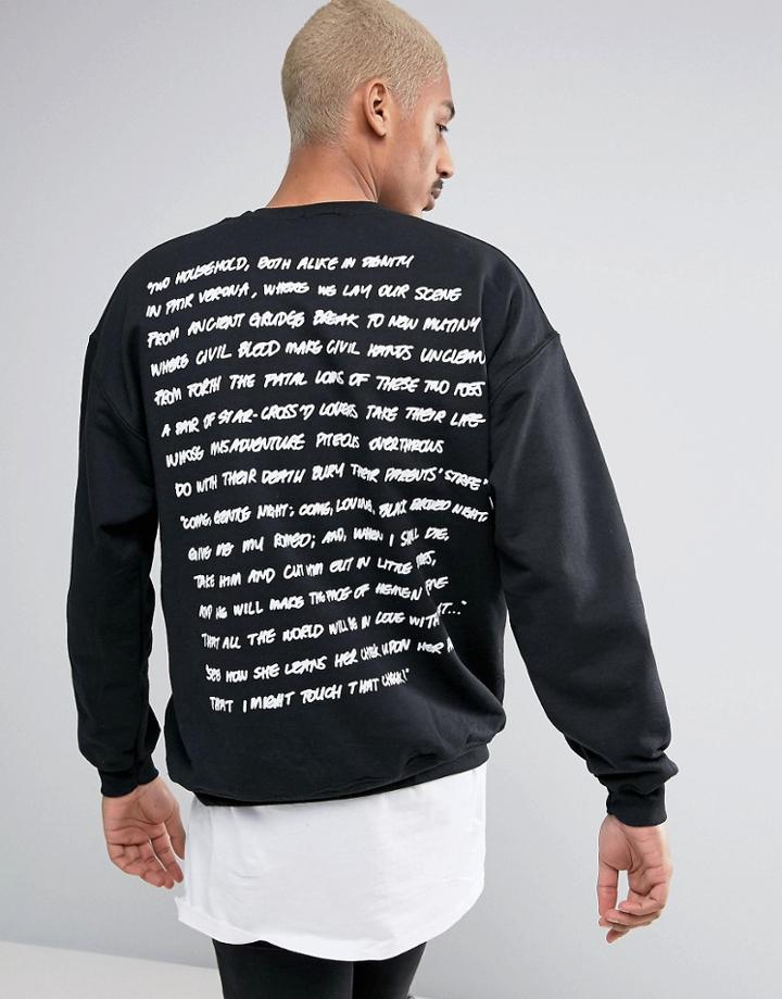 New Love Club Romeo Back Print Sweater - Black