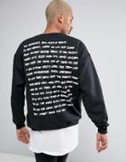 New Love Club Romeo Back Print Sweater - Black