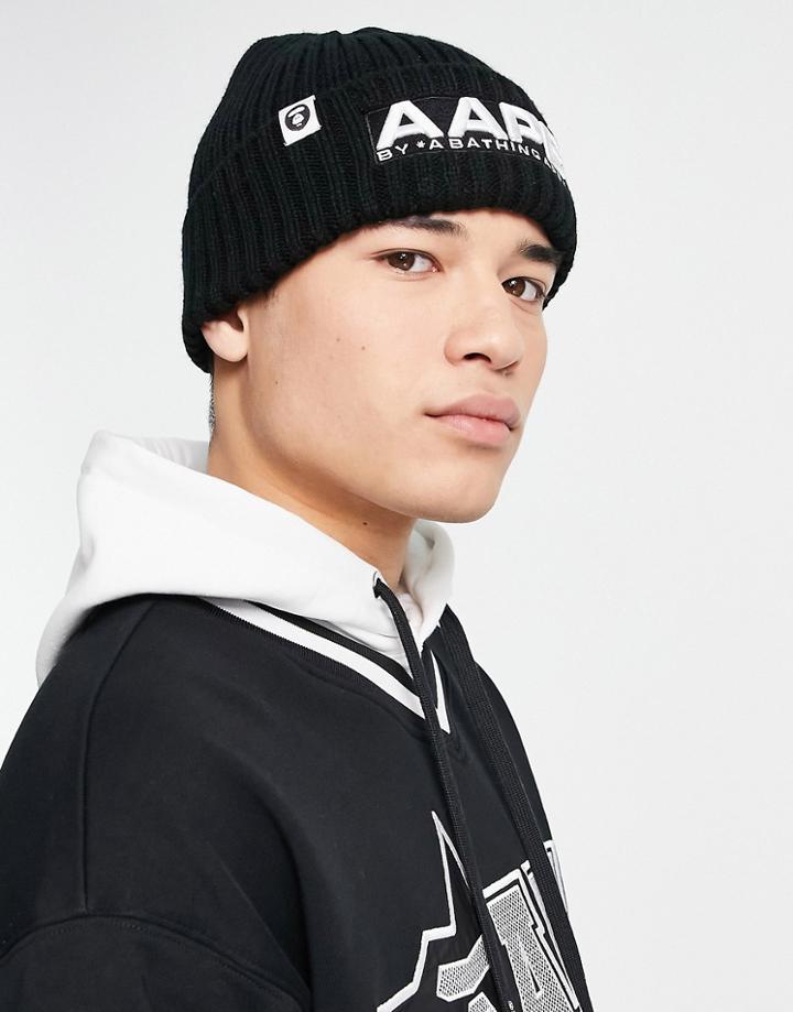 Aape By A Bathing Ape Ribbed Beanie In Black