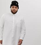 Asos Design Plus Regular Fit Longline Oxford Shirt In White - White