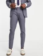 Selected Homme Slim Seersucker Suit Pants In Blue Check