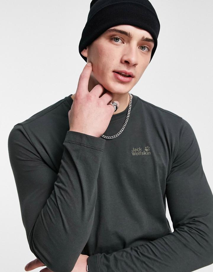 Jack Wolfskin Essential Long Sleeve T-shirt In Gray-green