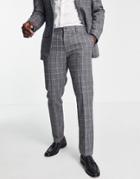 River Island Plaid Suit Pants In Gray