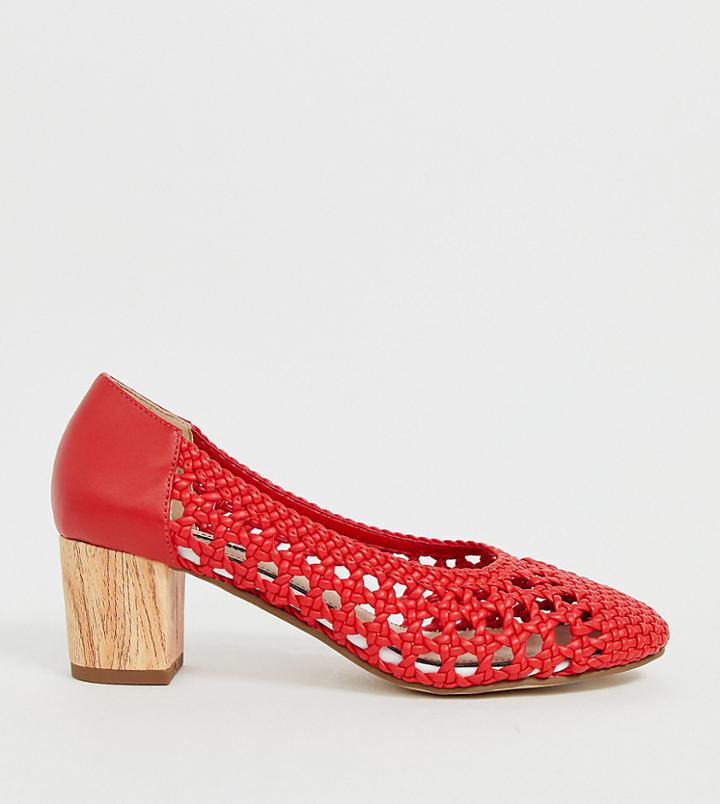 Miss Selfridge Woven Heeled Shoes In Red
