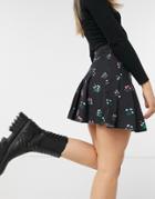 Skinnydip Pleated Tennis Skirt In Floral Print-black