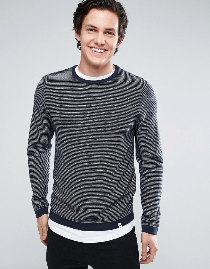 Jack & Jones Core Striped Crew Neck Sweater - Black