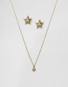 Johnny Loves Rosie Star Necklace And Earring Gifting Set - Gold