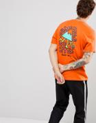 Element T-shirt With City Hills Back Print In Orange - Orange