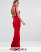 Club L Deep Plunge Back Maxi Dress - Red