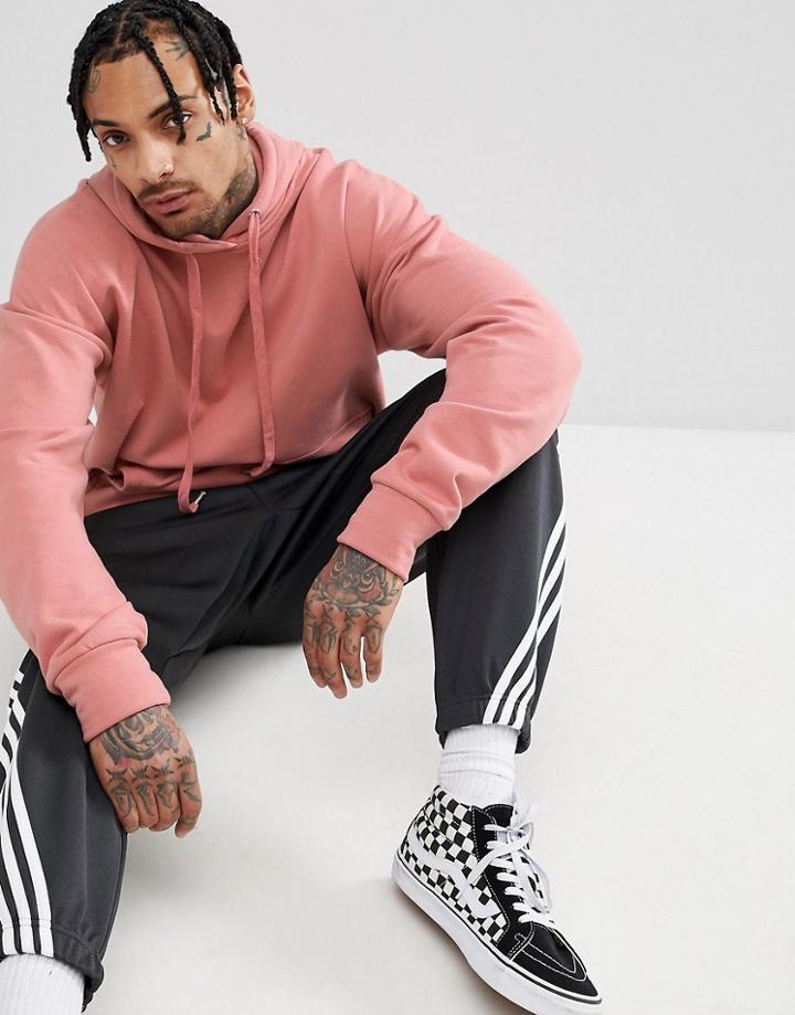 Sixth June Hoodie With Dropped Shoulder In Pink - Pink