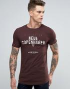 Asos Longline Muscle T-shirt With Copenhagen Print And Curved Hem - Re