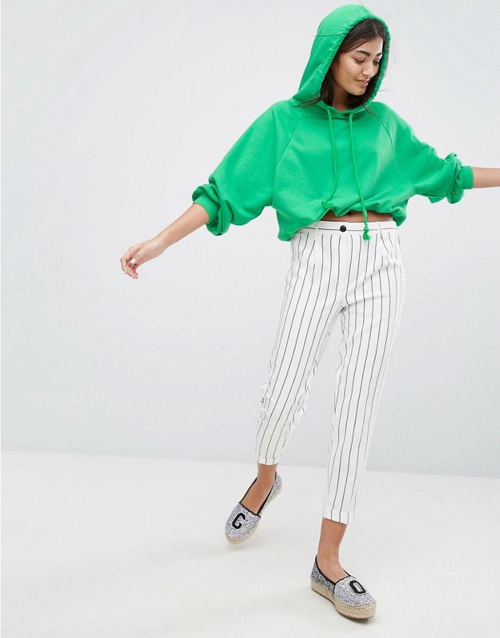 Bershka Bright Cropped Hoodie - Green