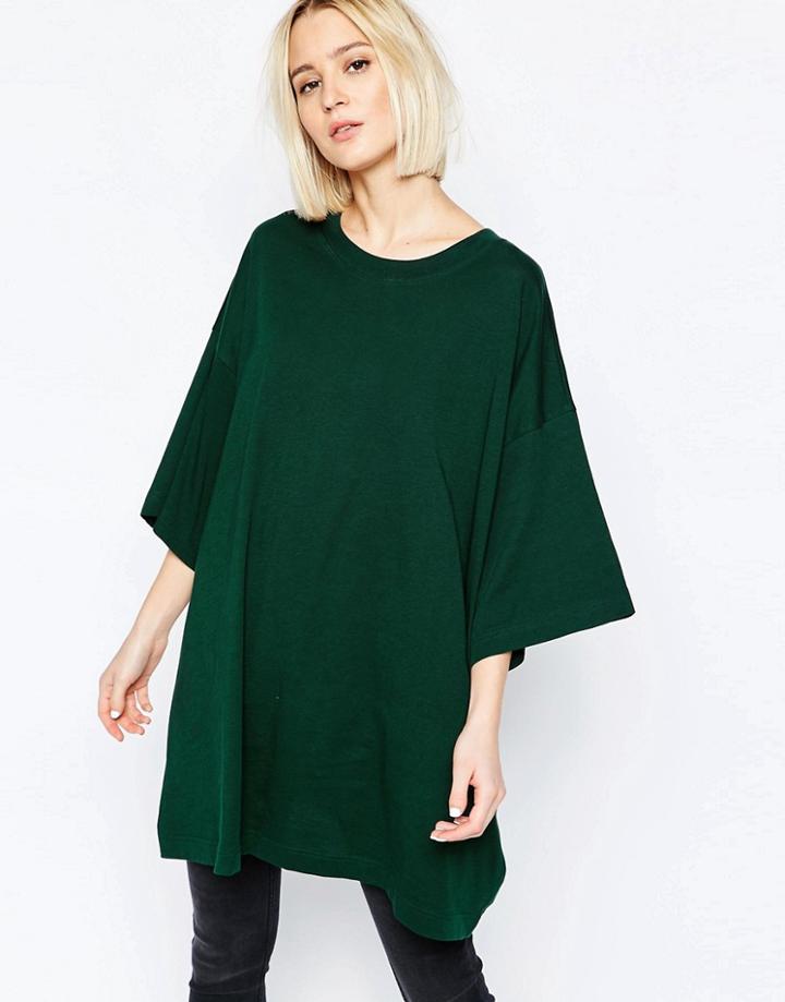 Weekday Sheer Oversize Tunic T-shirt - Green