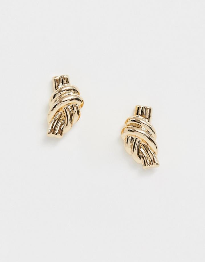 Asos Design Earrings With Twist Knot Detail In Gold Tone - Gold