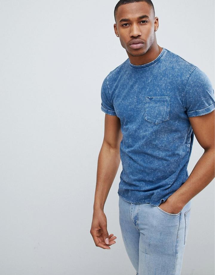 Threadbare Burnout T-shirt - Blue