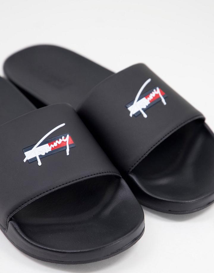 Tommy Jeans Slides With Signature Logo In Black