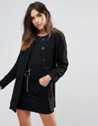 Brave Soul Gem Round Neck Jacket - Black