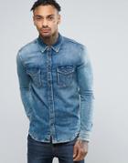 Pepe Jepson Slim Fit Denim Shirt Stretch Indigo - Blue