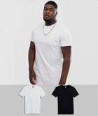 Asos Design Plus Super Longline T-shirt 2 Pack Multipack Saving - Multi