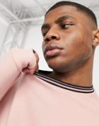 Asos Design Oversized Sweatshirt With Tipping In Pastel Pink