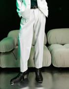 Asos Design Oversized Tapered Suit Pants In High Shine White