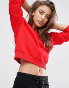 Asos Oversized Cropped Sweatshirt - Tomato
