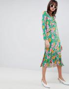 Asos Design Relaxed Tea Dress In Bold Floral Print - Multi
