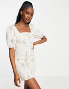 Urban Revivo Puff Sleeve Mini Dress In Off-white