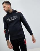 Aces Couture Muscle Hoodie With Rose Detail - Black