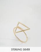 Asos Gold Plated Sterling Silver Open Triangle Ring - Gold