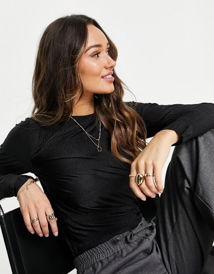 Vero Moda Shirred Plisse Top In Black - Part Of A Set