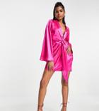 In The Style X Perrie Sian Exclusive Knot Front Shirt Dress In Pink