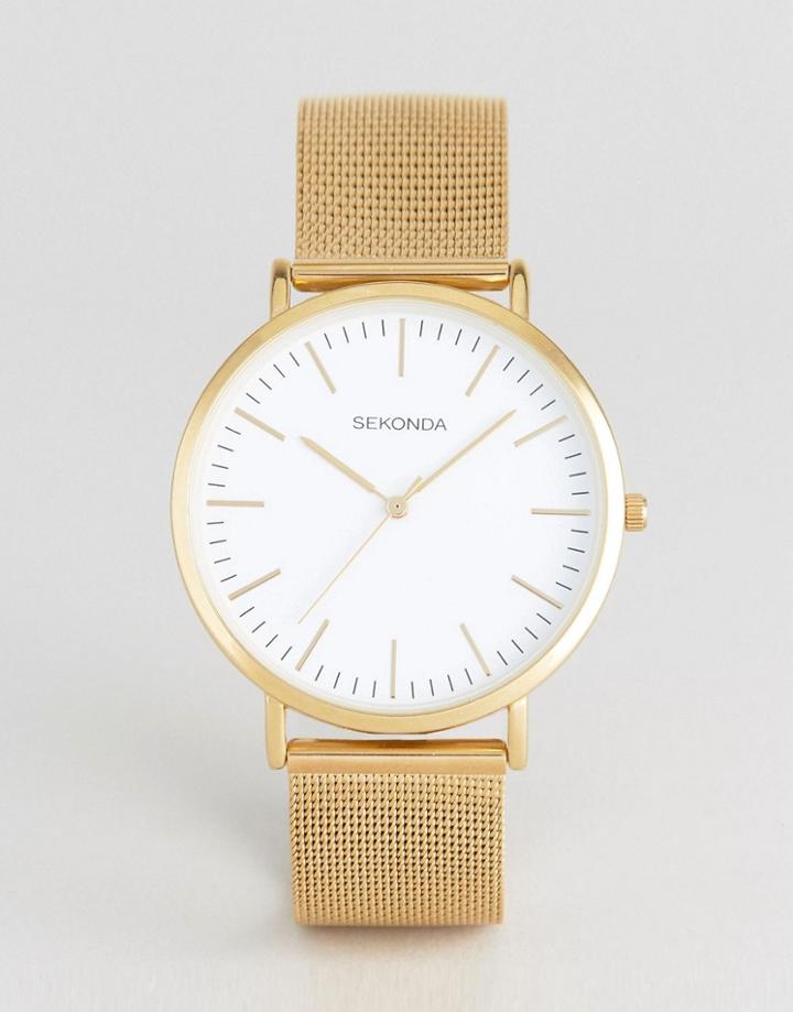 Sekonda Gold Mesh Watch With White Dial Exclusive To Asos - Gold