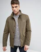 Fred Perry Field Jacket Concealed Hood In Olive - Green